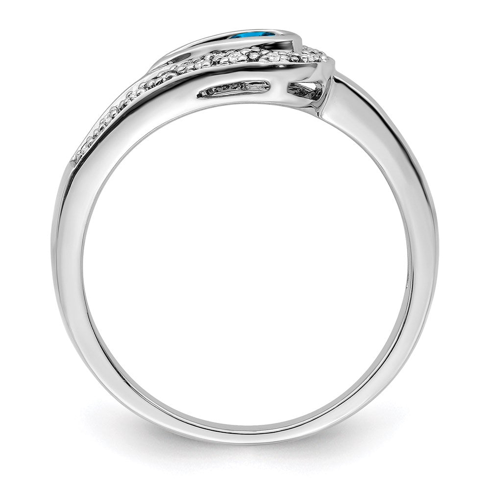 14K White Gold Family Jewelry Genuine Stone & Diamond Set Ring - 44