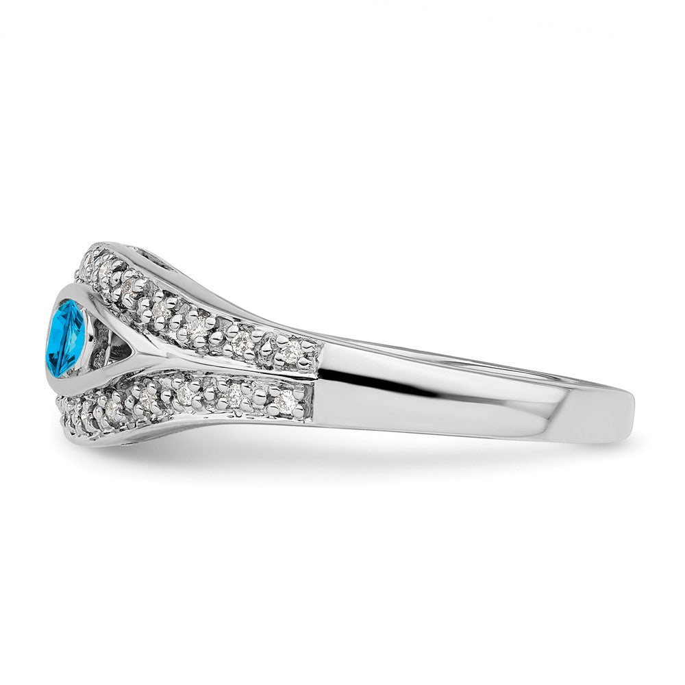 14K White Gold Family Jewelry Genuine Stone & Diamond Set Ring - 44