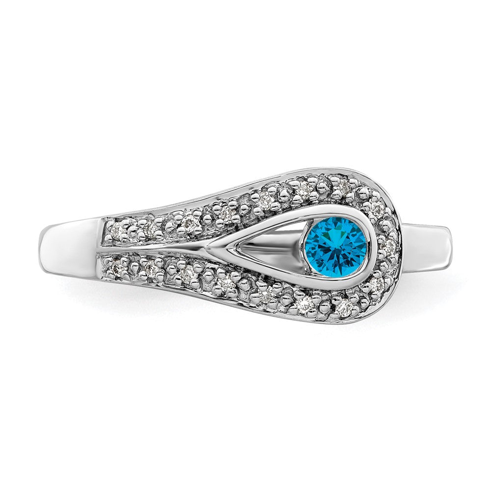 14K White Gold Family Jewelry Genuine Stone & Diamond Set Ring - 44