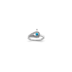 14K White Gold Family Jewelry Genuine Stone & Diamond Set Ring - 44