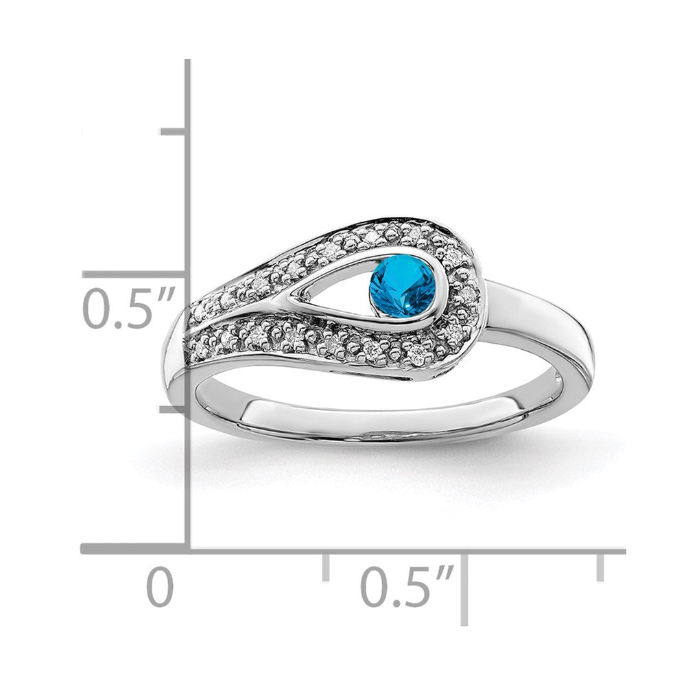 14K White Gold Family Jewelry Genuine Stone & Diamond Set Ring - 44