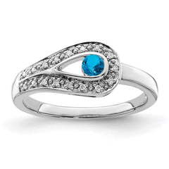 14K White Gold Family Jewelry Genuine Stone & Diamond Set Ring - 44