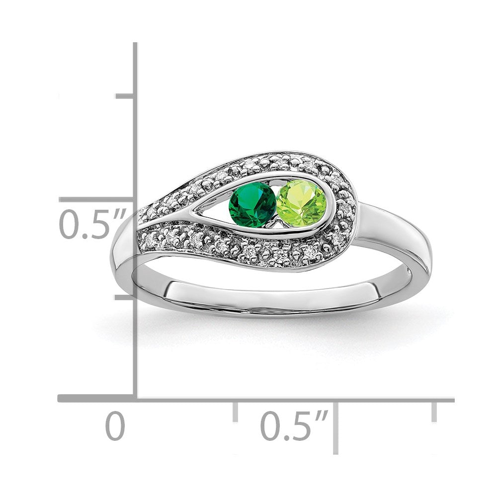 14K White Gold Family Jewelry Genuine Stone & Diamond Set Ring - 45