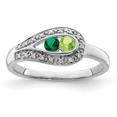 14K White Gold Family Jewelry Genuine Stone & Diamond Set Ring - 45