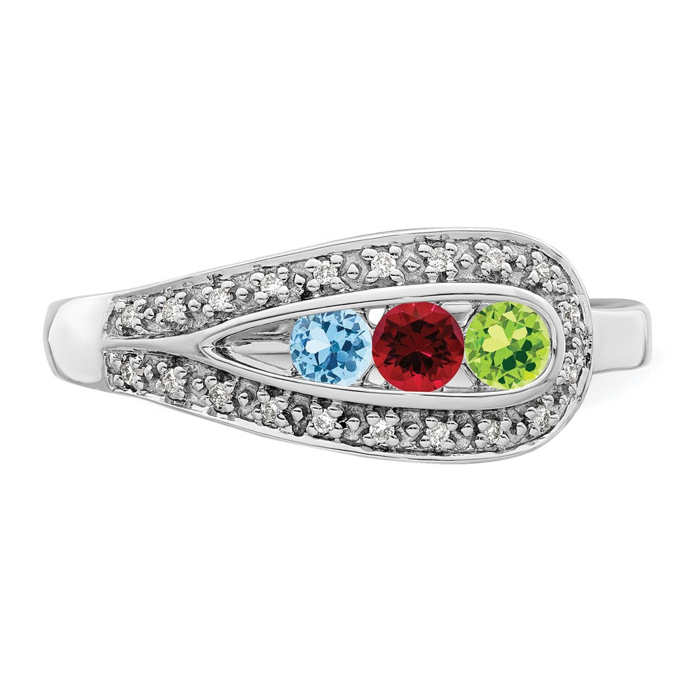 14K White Gold Family Jewelry Diamond Semi-Set Ring - 45