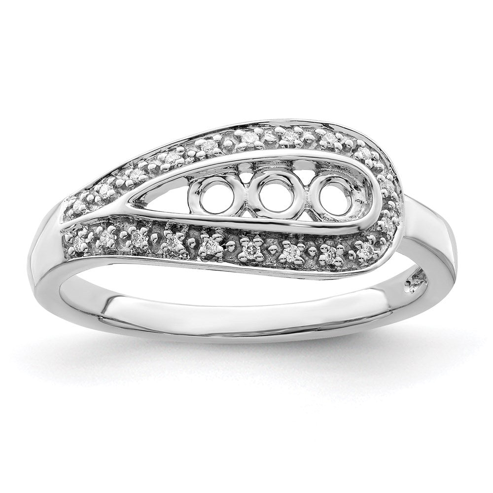 14K White Gold Family Jewelry Diamond Semi-Set Ring - 45