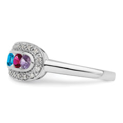 14K White Gold Family Jewelry Synthetic Stone & Diamond Set Ring - 51