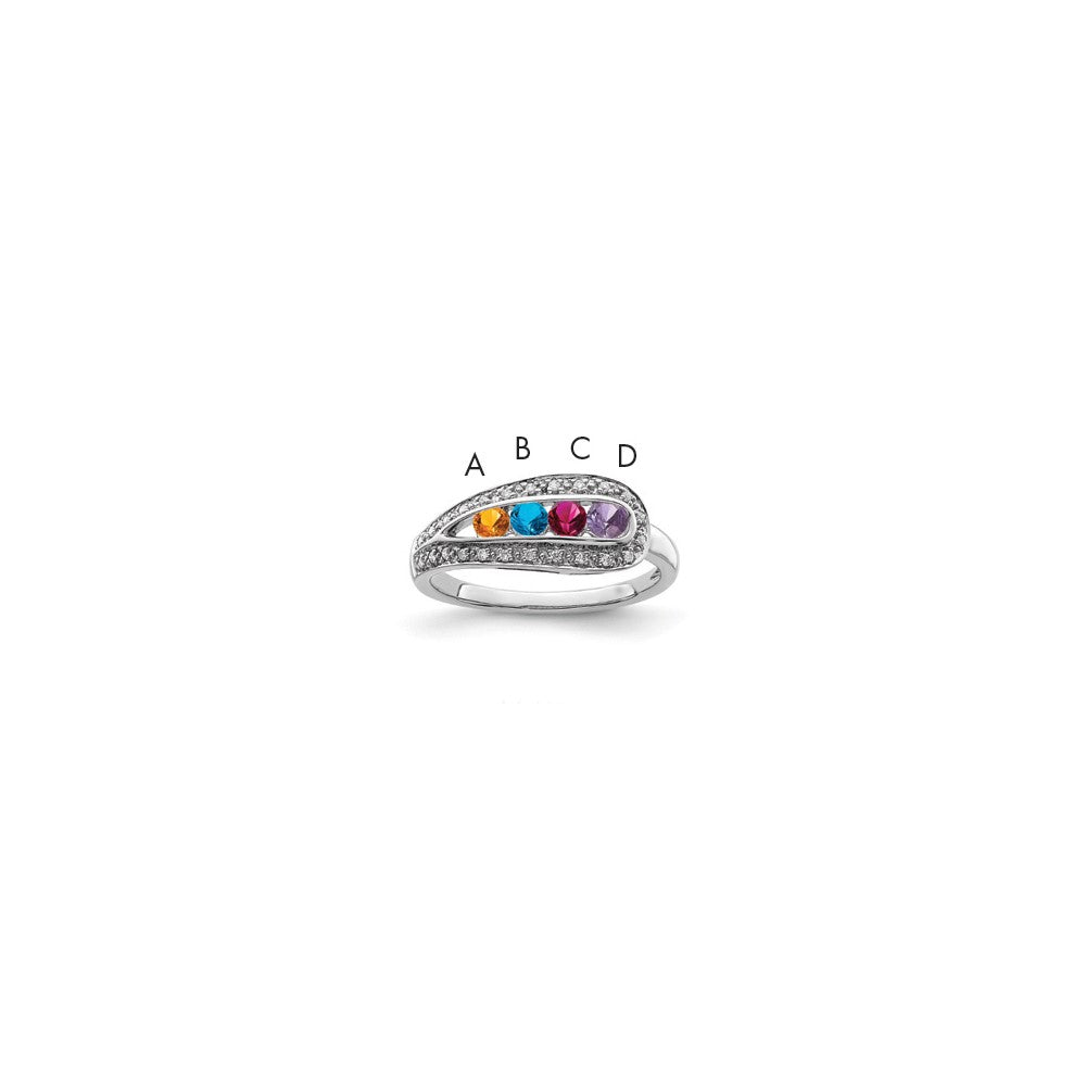 14K White Gold Family Jewelry Genuine Stone & Diamond Set Ring - 46