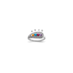 14K White Gold Family Jewelry Genuine Stone & Diamond Set Ring - 46
