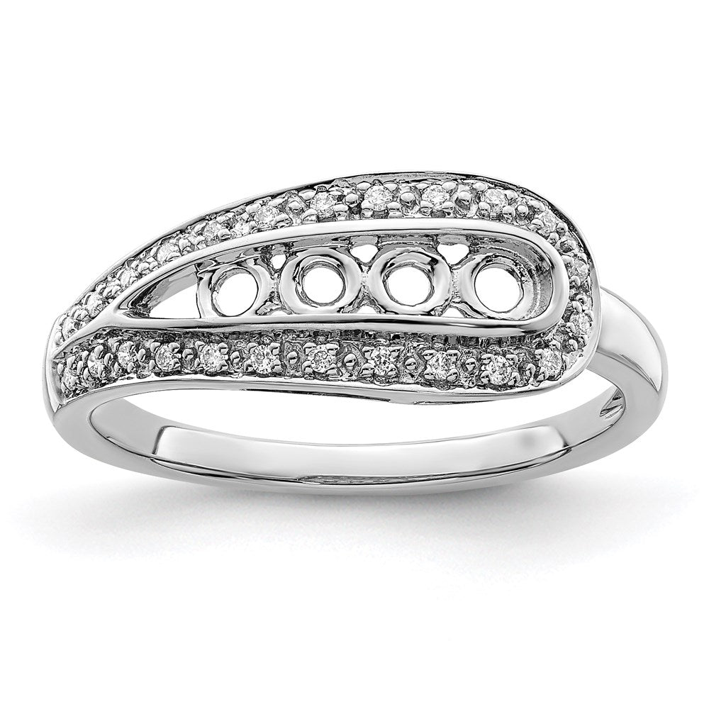 14K White Gold Family Jewelry Genuine Stone & Diamond Set Ring - 46