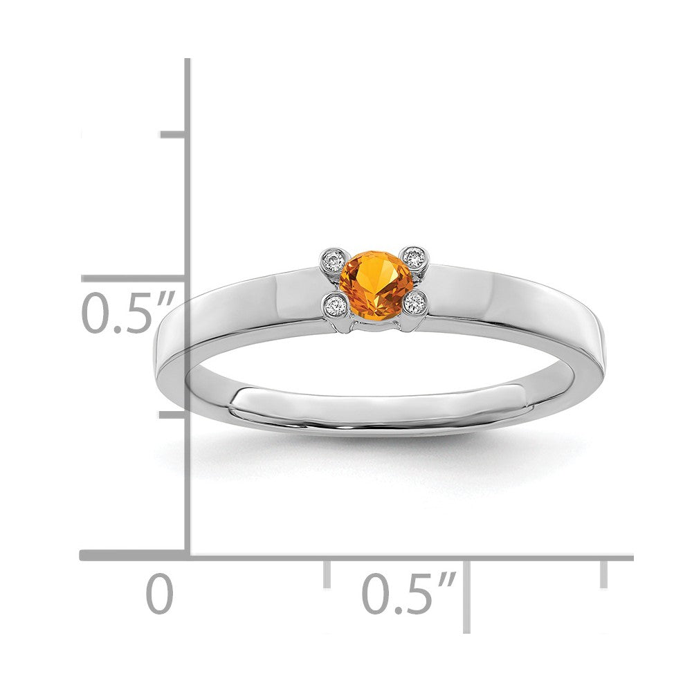 14K White Gold Family Jewelry Genuine Stone & Diamond Set Ring - 16