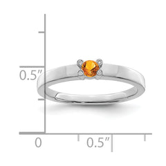 14K White Gold Family Jewelry Genuine Stone & Diamond Set Ring - 16