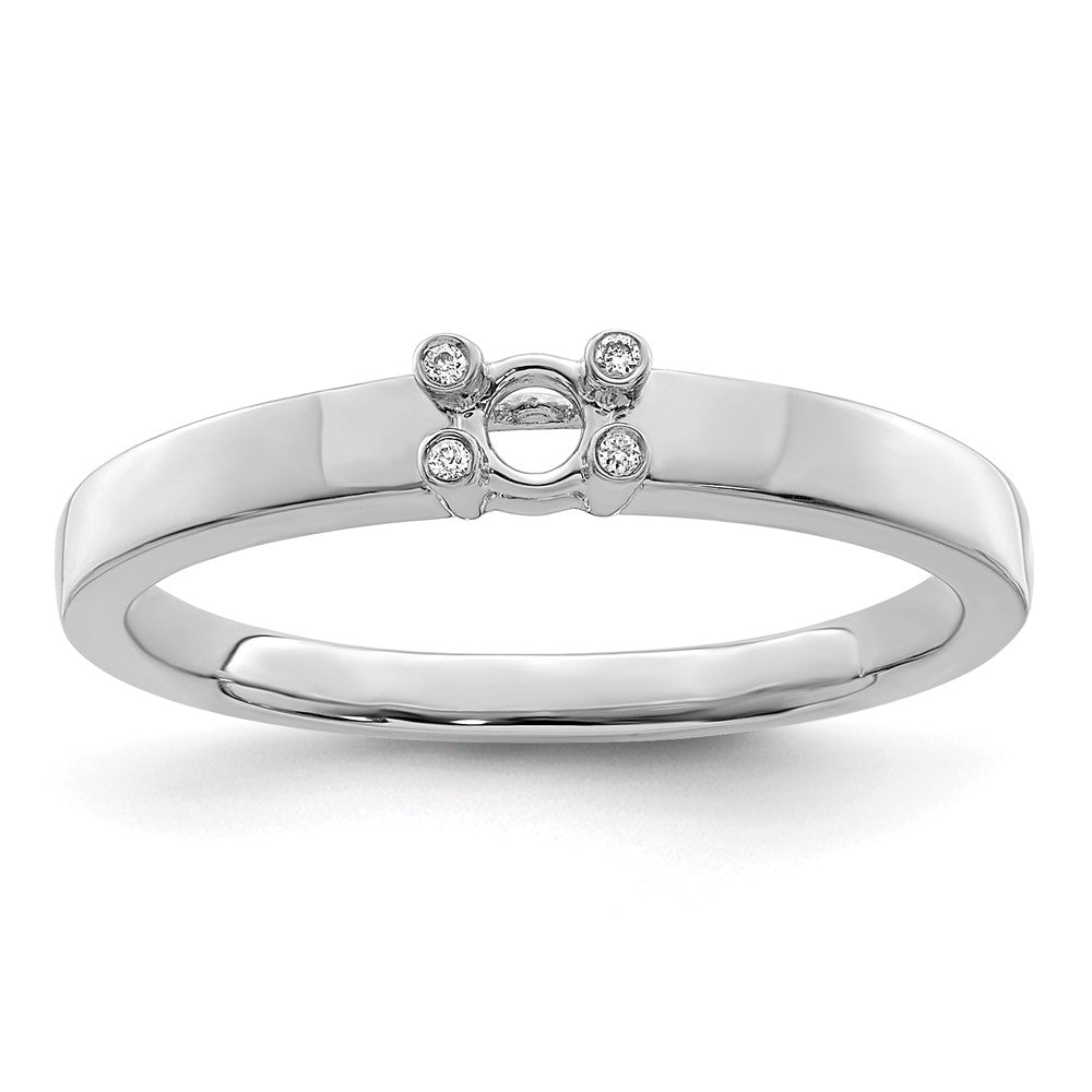 14K White Gold Family Jewelry Genuine Stone & Diamond Set Ring - 16