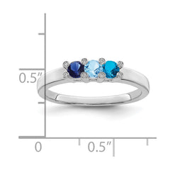 14K White Gold Family Jewelry Genuine Stone & Diamond Set Ring - 47