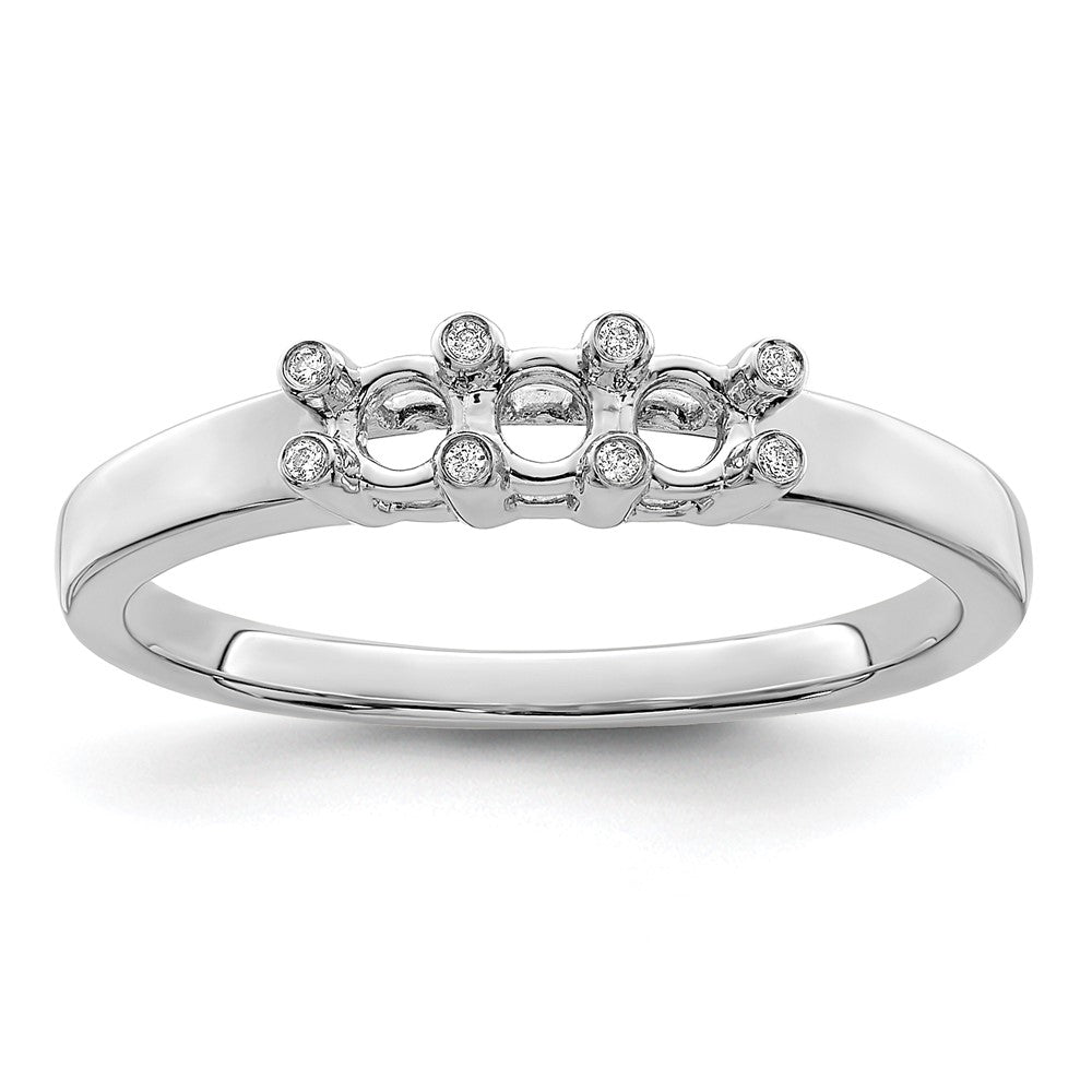 14K White Gold Family Jewelry Diamond Semi-Set Ring - 47