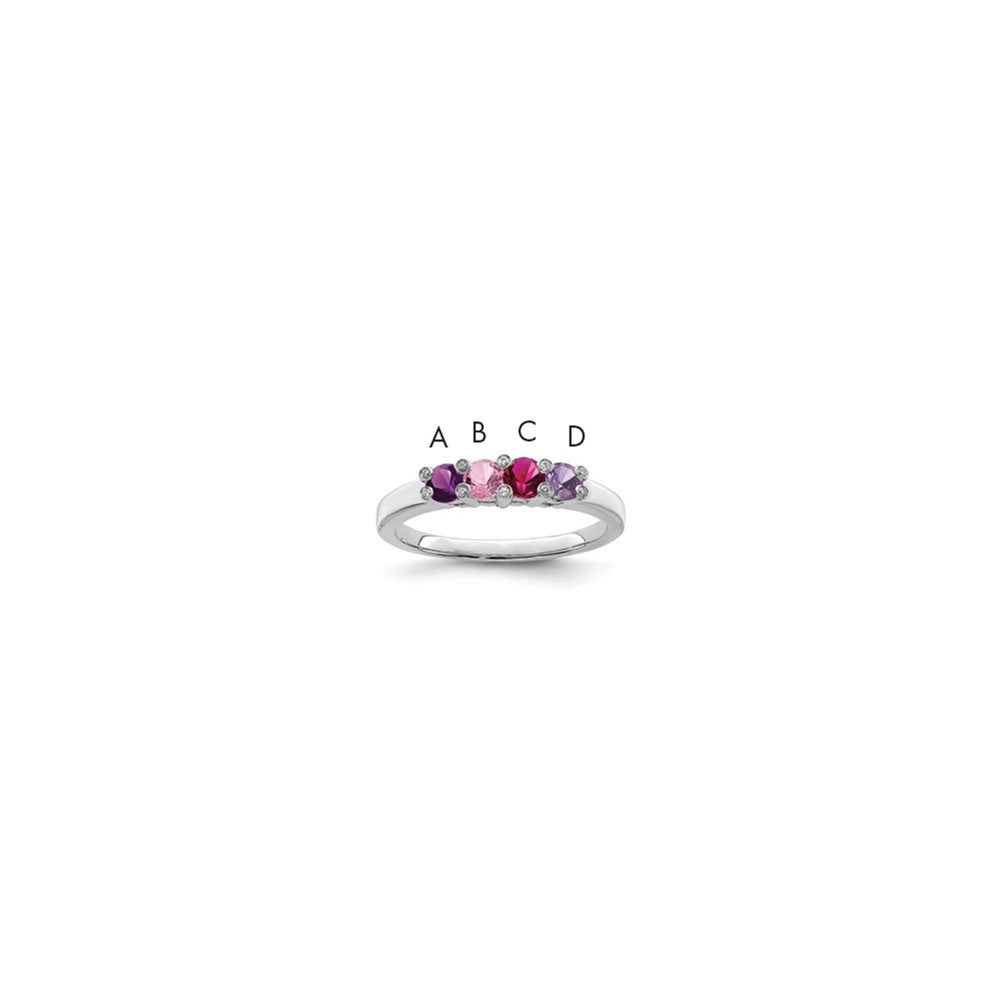 14K White Gold Family Jewelry Synthetic Stone & Diamond Set Ring - 52