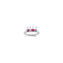 14K White Gold Family Jewelry Synthetic Stone & Diamond Set Ring - 52