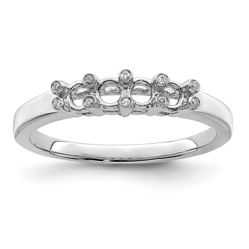 14K White Gold Family Jewelry Synthetic Stone & Diamond Set Ring - 52