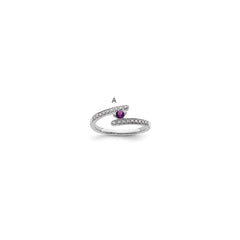 14K White Gold Family Jewelry Genuine Stone & Diamond Set Ring - 39