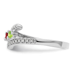 14K White Gold Family Jewelry Genuine Stone & Diamond Set Ring - 29