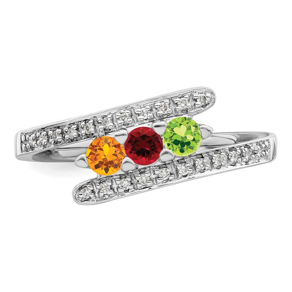 14K White Gold Family Jewelry Diamond Semi-Set Ring - 2