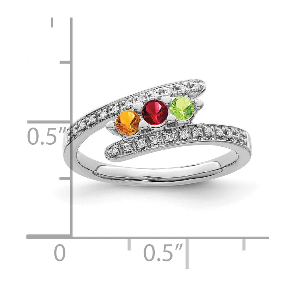 14K White Gold Family Jewelry Genuine Stone & Diamond Set Ring - 29