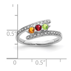 14K White Gold Family Jewelry Genuine Stone & Diamond Set Ring - 29