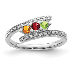 14K White Gold Family Jewelry Genuine Stone & Diamond Set Ring - 29