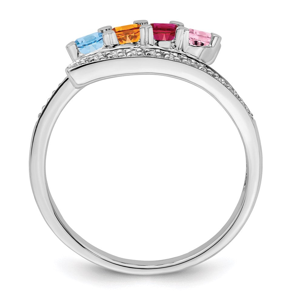 14K White Gold Family Jewelry Genuine Stone & Diamond Set Ring - 40
