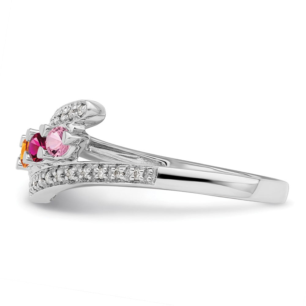 14K White Gold Family Jewelry Genuine Stone & Diamond Set Ring - 40