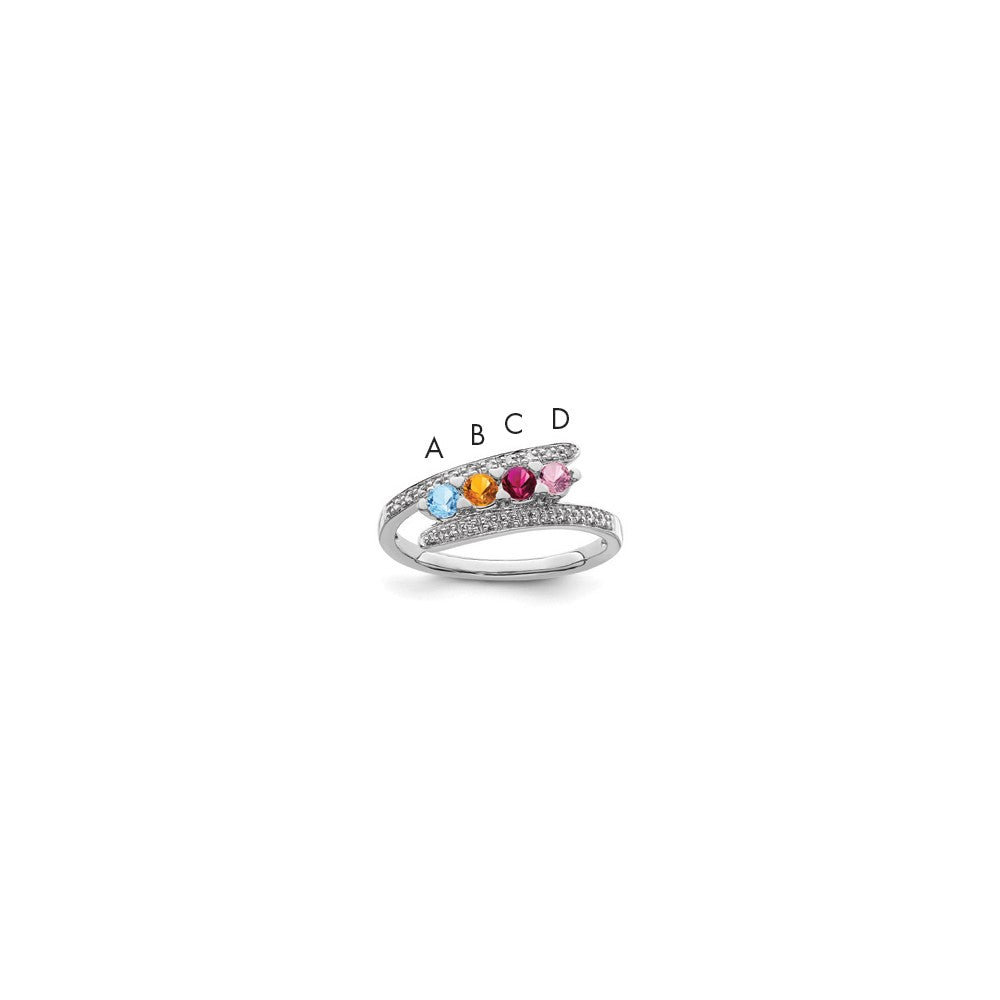 14K White Gold Family Jewelry Genuine Stone & Diamond Set Ring - 40