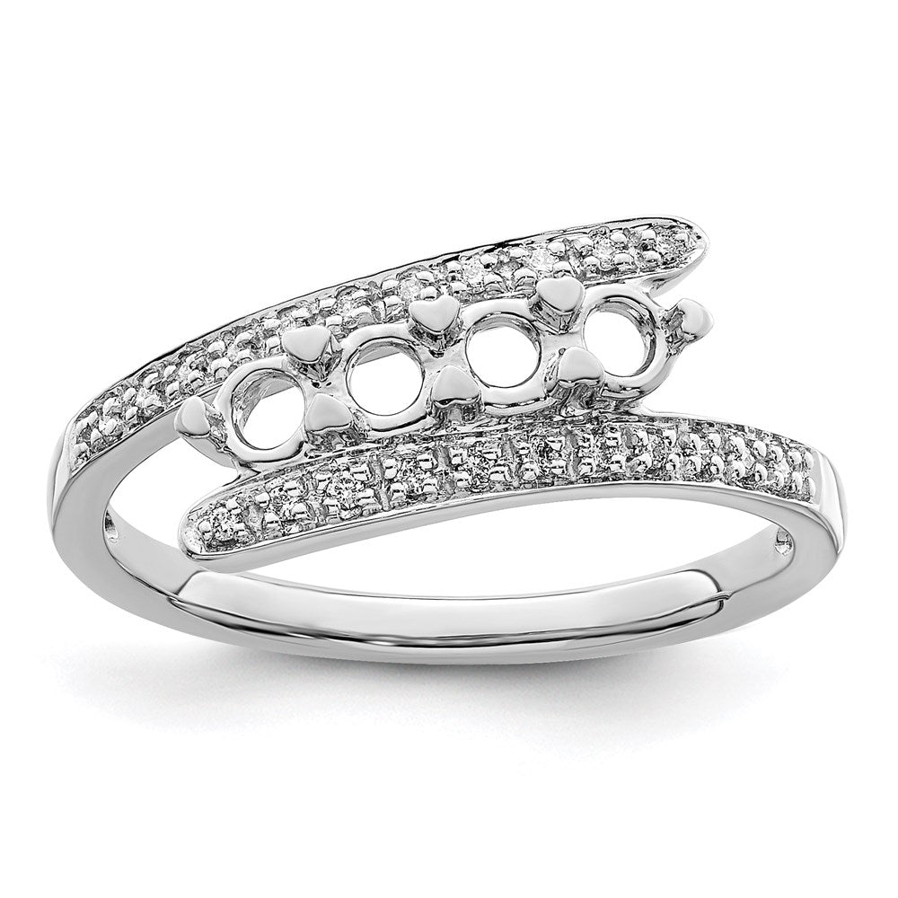 14K White Gold Family Jewelry Genuine Stone & Diamond Set Ring - 40