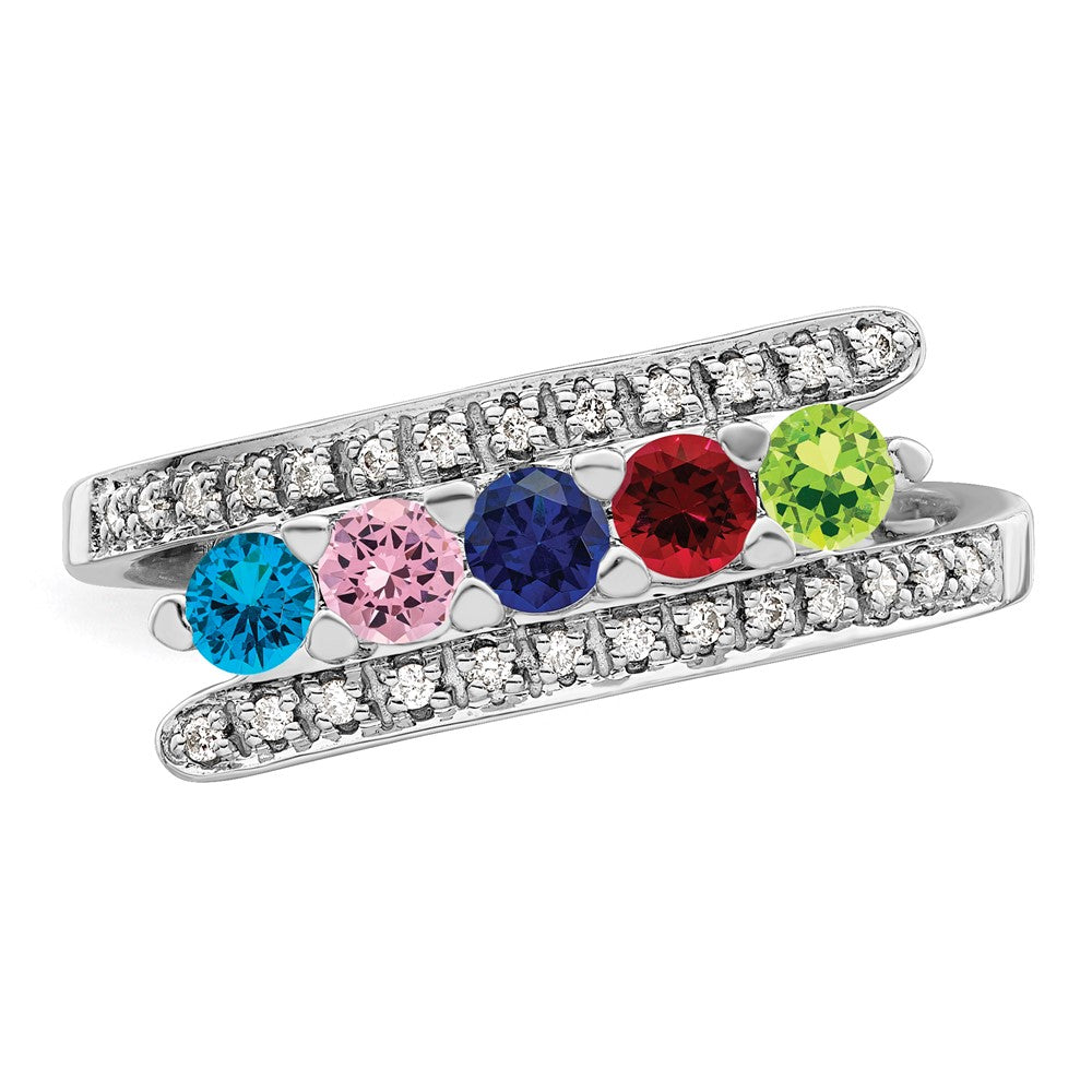 14K White Gold Family Jewelry Diamond Semi-Set Ring - 37