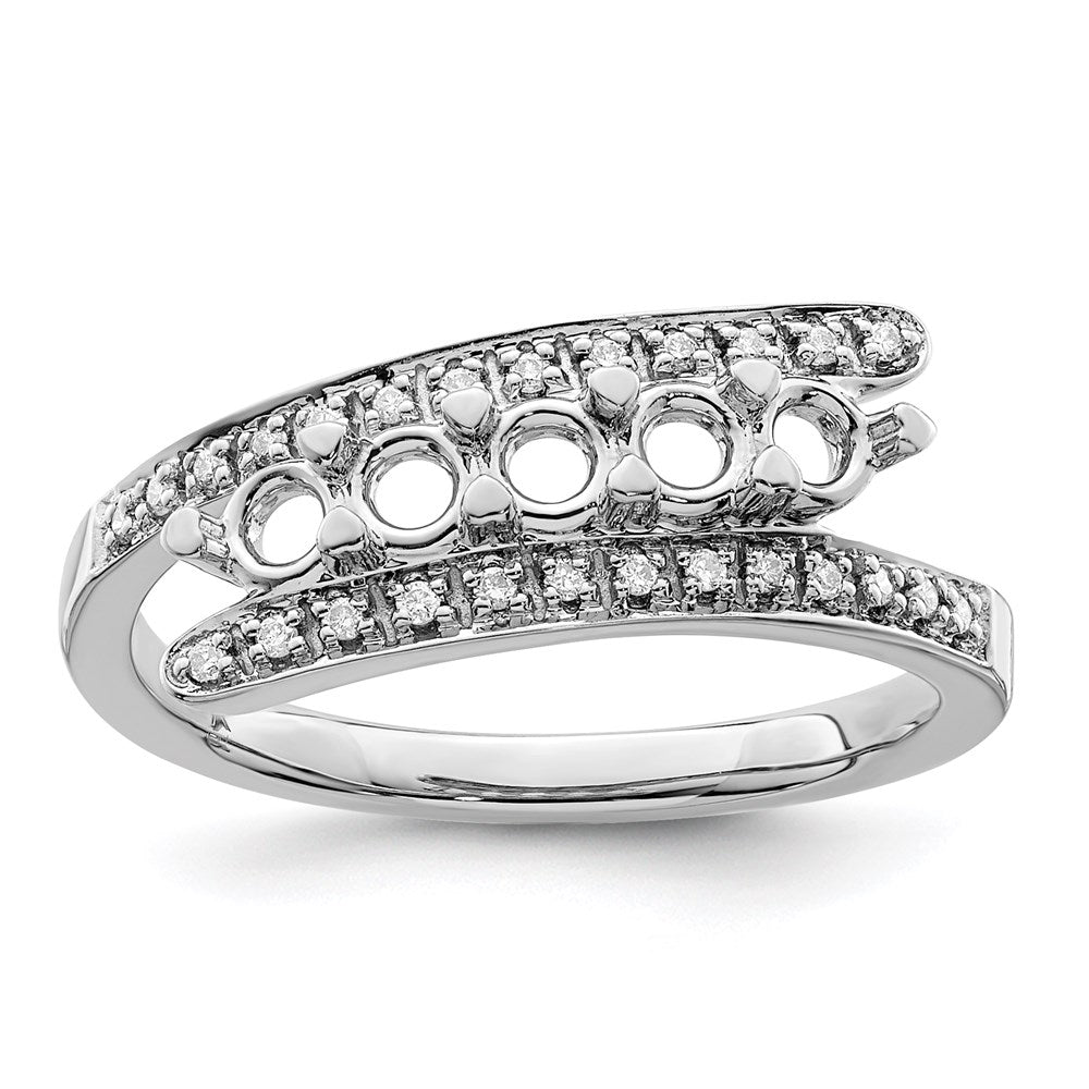 14K White Gold Family Jewelry Genuine Stone & Diamond Set Ring - 4