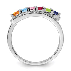 14K White Gold Family Jewelry Synthetic Stone & Diamond Set Ring - 29
