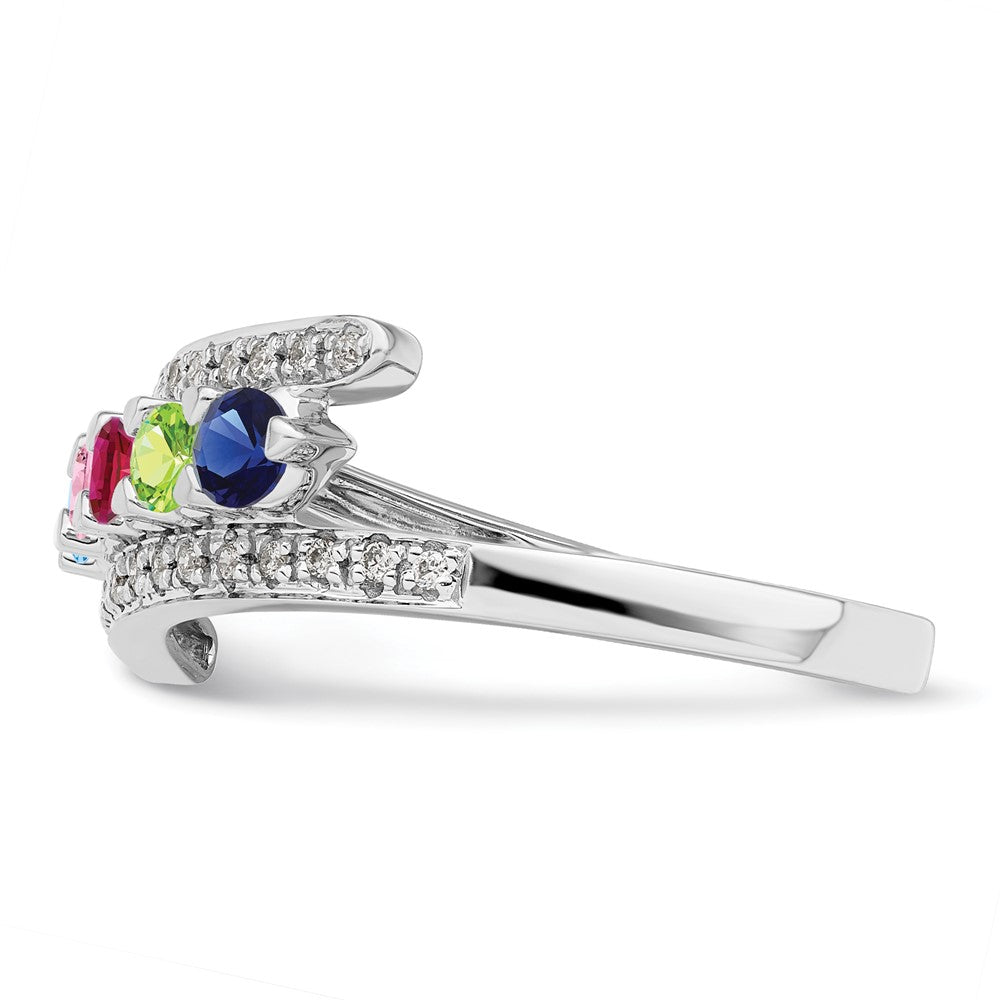14K White Gold Family Jewelry Genuine Stone & Diamond Set Ring - 41