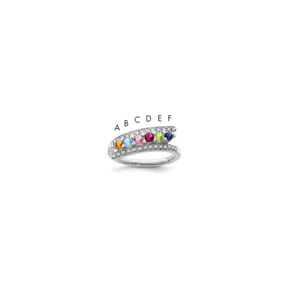 14K White Gold Family Jewelry Genuine Stone & Diamond Set Ring - 41
