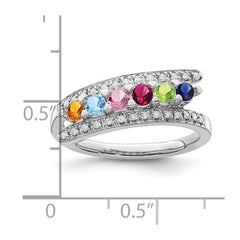 14K White Gold Family Jewelry Genuine Stone & Diamond Set Ring - 41