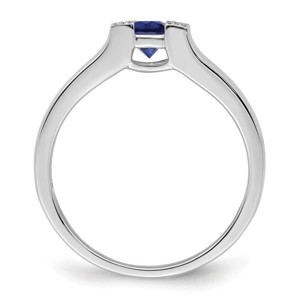 14K White Gold Family Jewelry Genuine Stone & Diamond Set Ring - 5