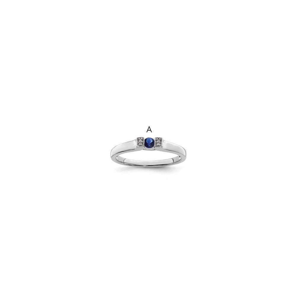 14K White Gold Family Jewelry Genuine Stone & Diamond Set Ring - 5
