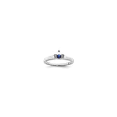 14K White Gold Family Jewelry Synthetic Stone & Diamond Set Ring - 4