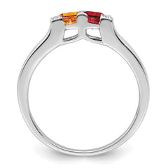 14K White Gold Family Jewelry Genuine Stone & Diamond Set Ring - 30