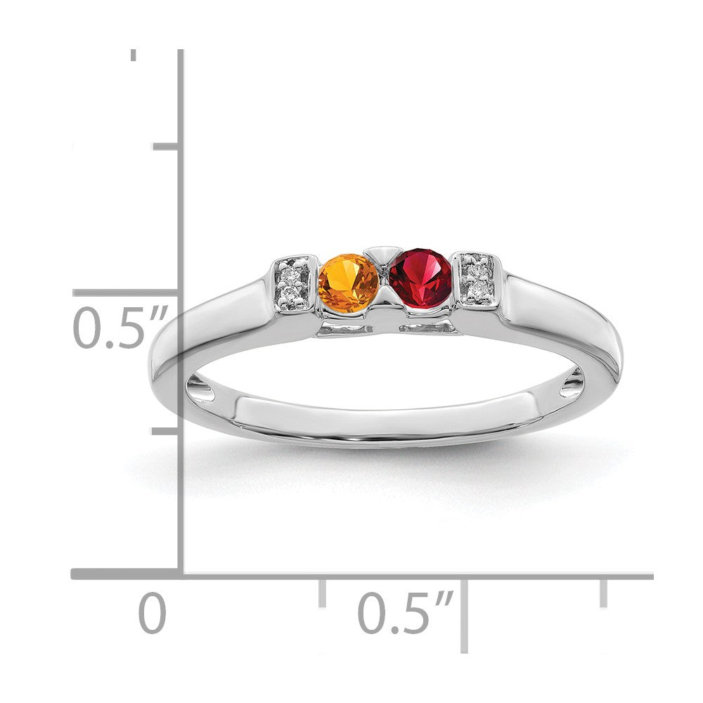 14K White Gold Family Jewelry Genuine Stone & Diamond Set Ring - 30