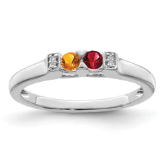14K White Gold Family Jewelry Genuine Stone & Diamond Set Ring - 30