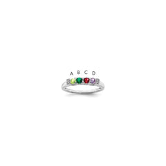 14K White Gold Family Jewelry Synthetic Stone & Diamond Set Ring - 30