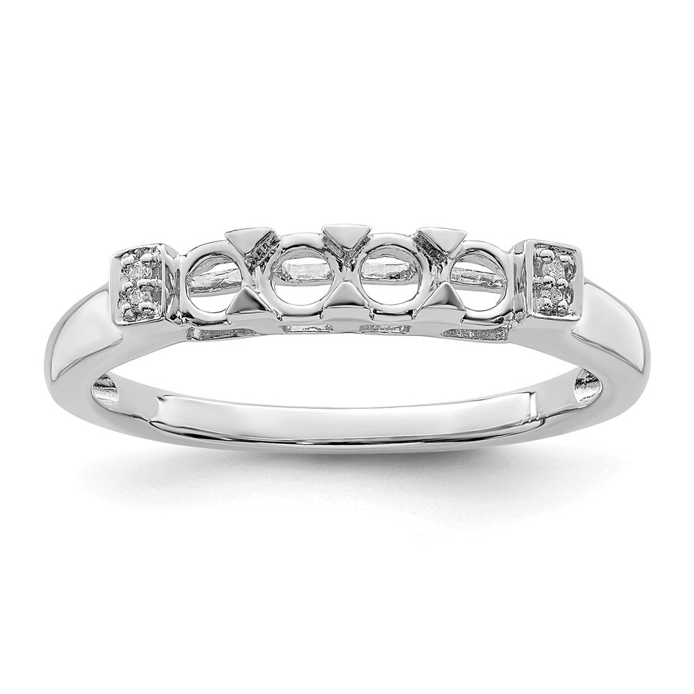 14K White Gold Family Jewelry Synthetic Stone & Diamond Set Ring - 30