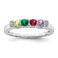 14K White Gold Family Jewelry Synthetic Stone & Diamond Set Ring - 30
