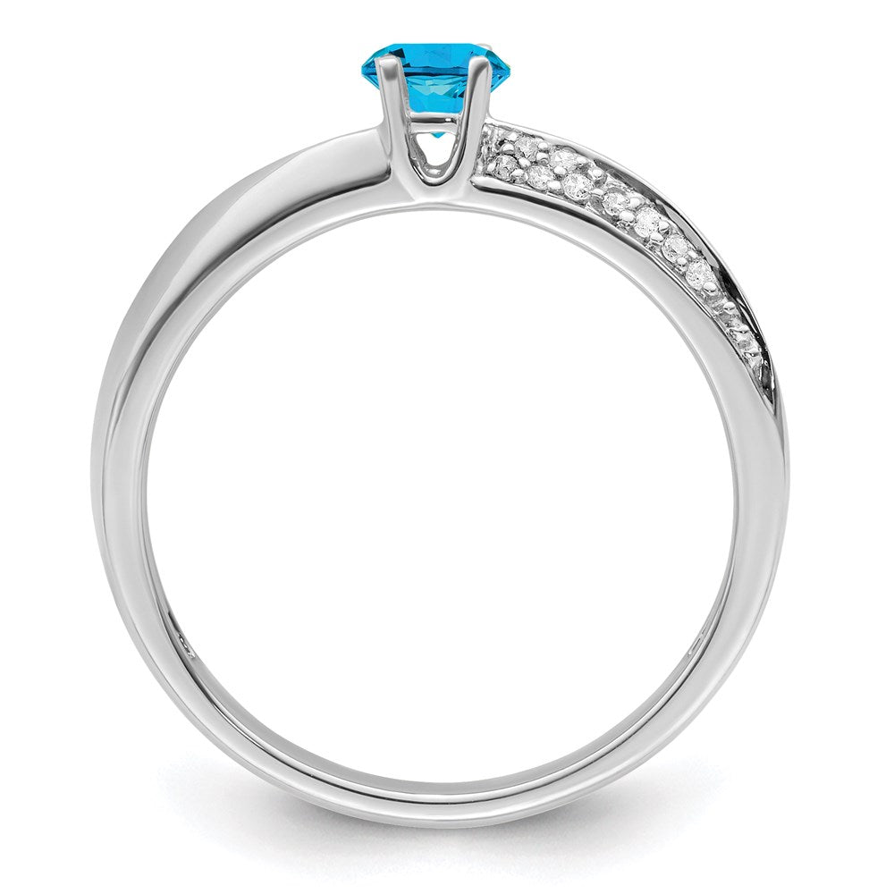 14K White Gold Family Jewelry Synthetic Stone & Diamond Set Ring - 44