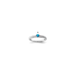 14K White Gold Family Jewelry Synthetic Stone & Diamond Set Ring - 44