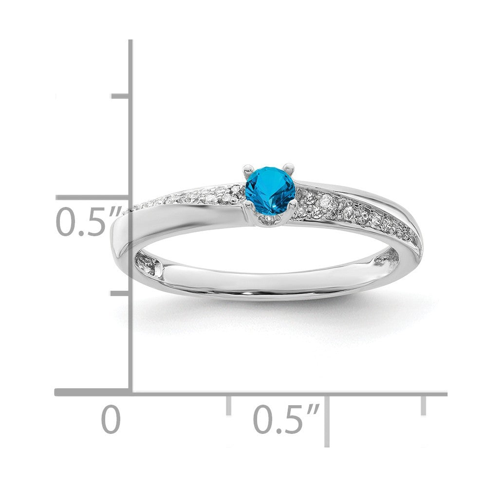 14K White Gold Family Jewelry Synthetic Stone & Diamond Set Ring - 44